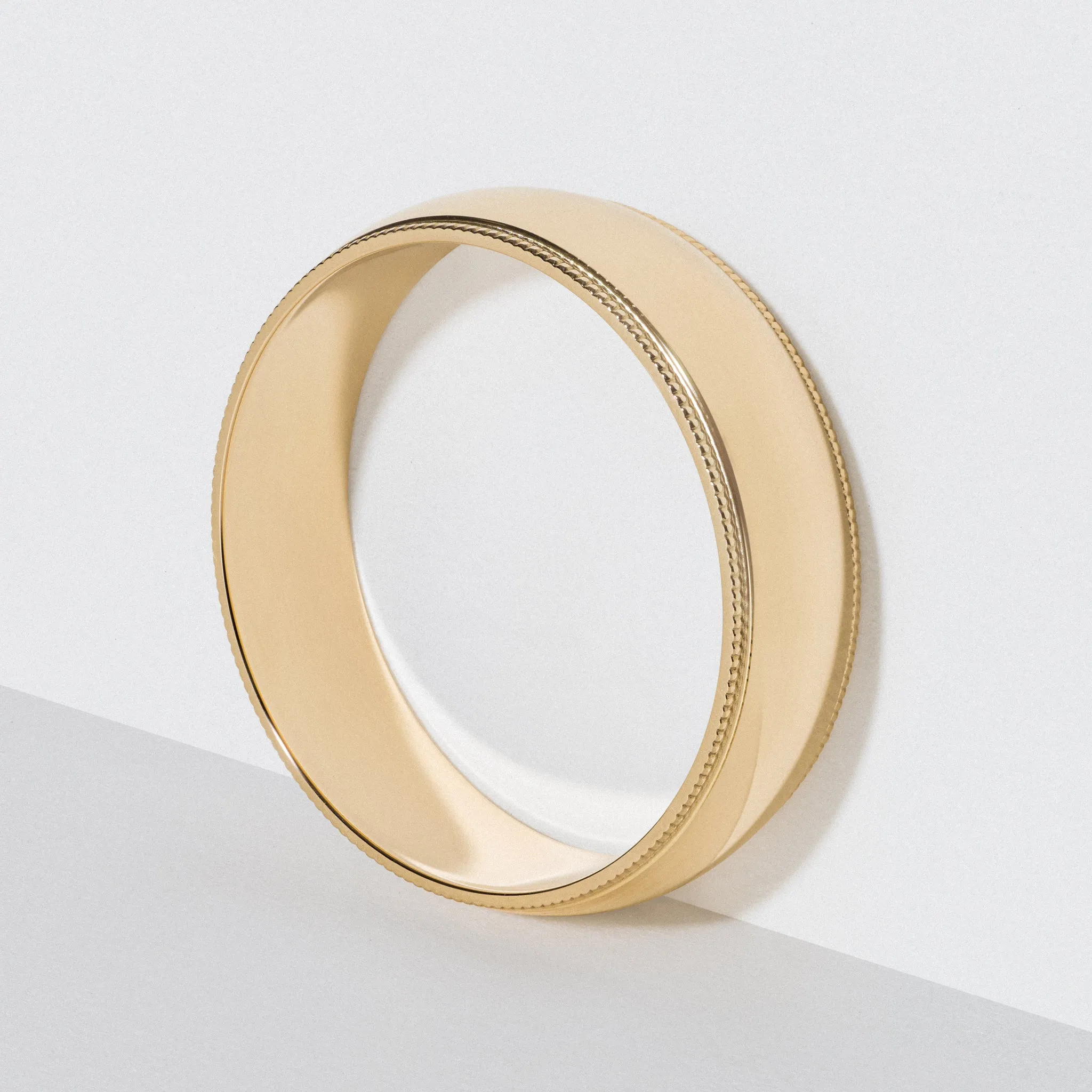 Yellow Gold Classic Milgrain Wedding Band - Polished 6mm